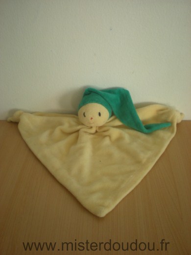 Doudou Lutin New bohemia toy Doudou triangle jaune bonnet vert 