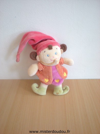 Doudou Lutin Nicotoy Orange rose rouge 