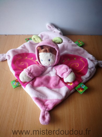 Doudou Lutin Nicotoy Papillon rose kiabi 