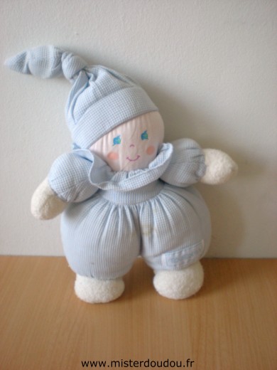 Doudou Lutin Nounours Bleu Une trace devant nonpartie au lavage, grelot du bonnet abimé