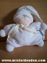 Doudou Lutin Nounours Ecru bonnet en lange blanc En tissu éponge