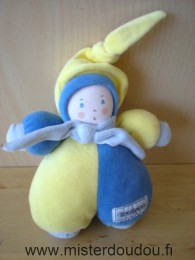 Doudou Lutin Nounours Jaune bleu 