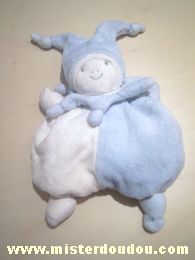 Doudou Lutin Priscilla larsen Bleu blanc 