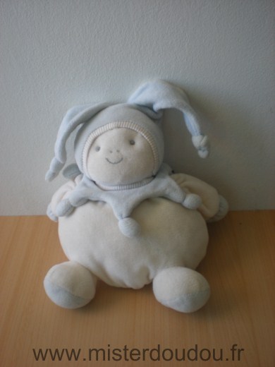 Doudou Lutin Priscilla larsen Ecru bleu 