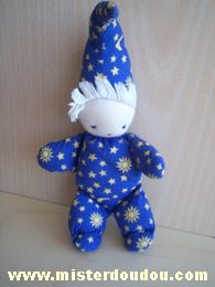 Doudou Lutin Sigikid Bleu marine étoiles jaunes 