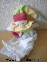 Doudou Lutin Sucre d orge Multicolore mouchoir blanc 