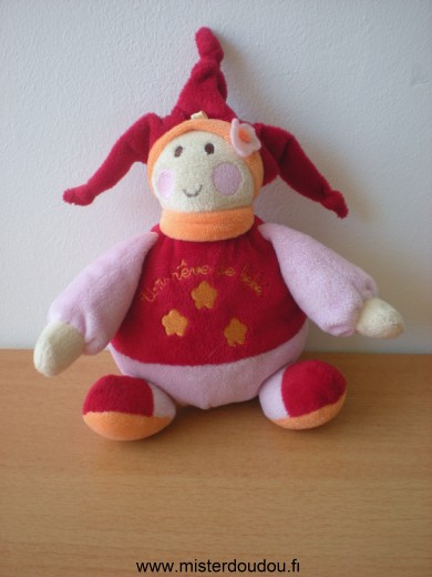 Doudou Lutin Un rêve de bébé Rouge mauve 