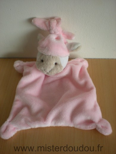 Doudou Mouton 0 Rose bonnet rose museau beige 