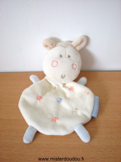 Doudou Mouton Absorba Ecru bleu etoiles Très bon état sauf une petit trace rose