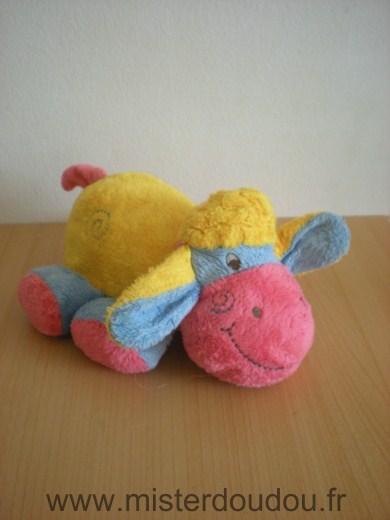 Doudou Mouton Addex Jaune rose bleu 