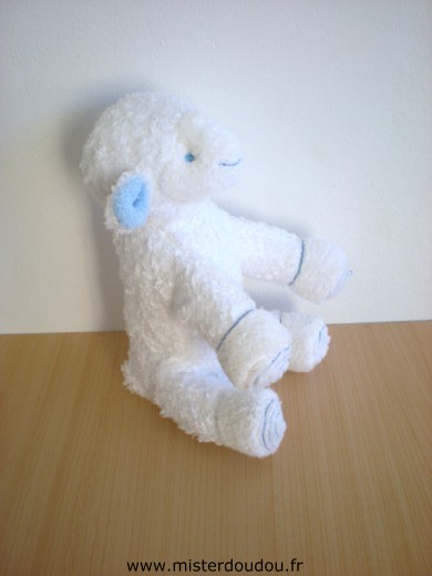 Doudou Mouton Avene Blanc bleu 