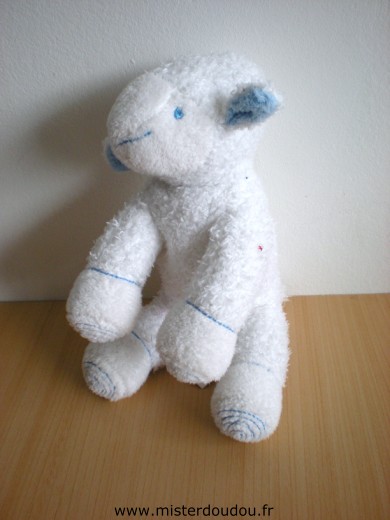 Doudou Mouton Avene Blanc bleu 