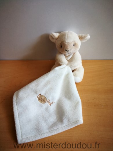 Doudou Mouton Baby nat Beige ecru mouchoir ecru 