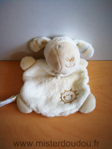 Doudou Mouton Babyclub Blanc soleil attache tetine 