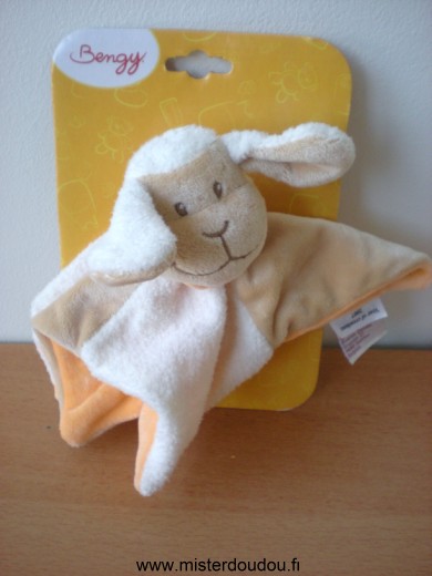 Doudou Mouton Bengy Beige blanc orange 