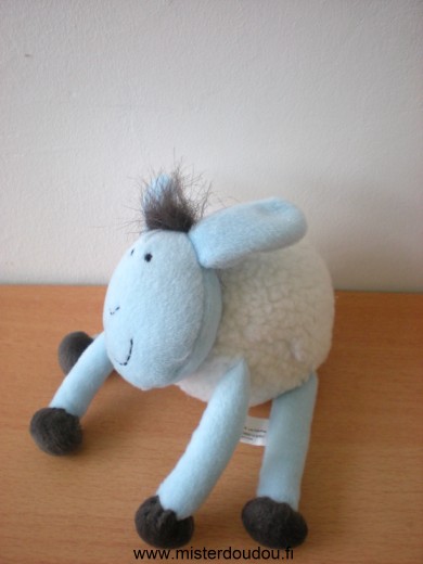 Doudou Mouton Bergere de france Blanc bleu marron 