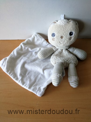 Doudou Mouton Berlingot Beoge mouchoir blanc 