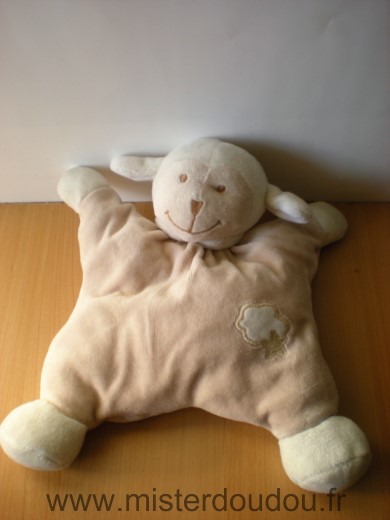 Doudou Mouton Bout chou Beige blanc nuage etoile 