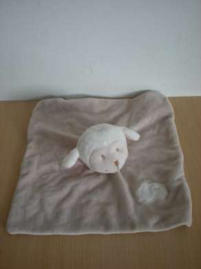 Doudou Mouton Bout chou Beige tête blanche motif nuage etoile 
