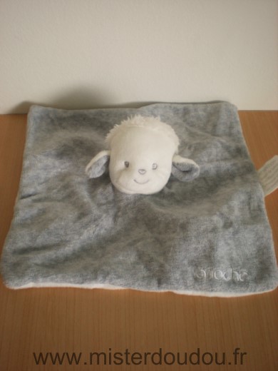 Doudou Mouton Brioche Gris blanc 