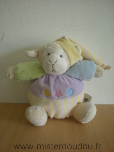 Doudou Mouton Cmp Mauve jaune vert pastels 