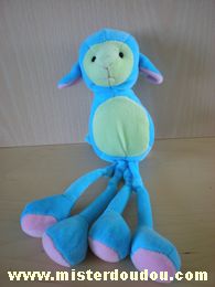 Doudou Mouton Cp international Bleu vert rose 