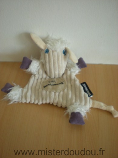 Doudou Mouton Les deglingos Ecru mauve blanc 