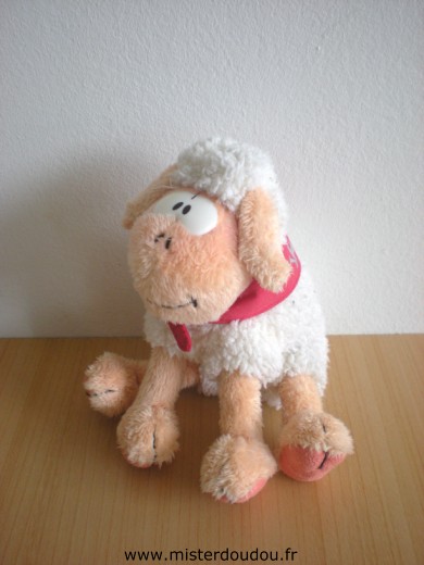 Doudou Mouton Diddl Blanc bandana rouge 