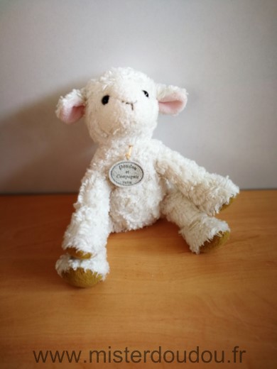 Doudou Mouton Doudou et compagnie Agneau blanc marron rose 