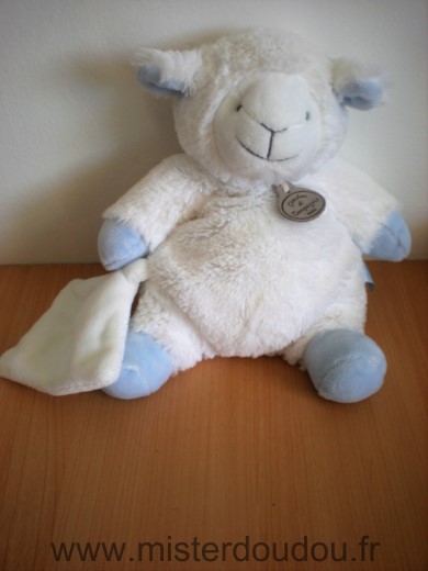 Doudou Mouton Doudou et compagnie Blanc bleu 