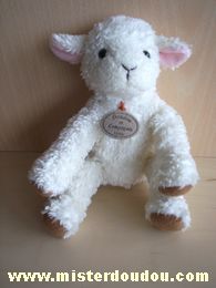 Doudou Mouton Doudou et compagnie Blanc interieur des oreilles roses marron sous les pattes 