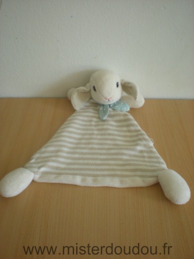 Doudou Mouton H et m Beige blanc raye 