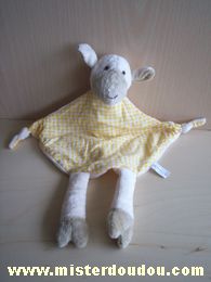 Doudou Mouton Idaho Vichy jaune devant beige derrière 