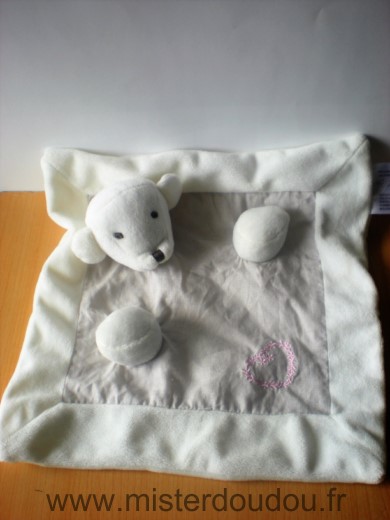 Doudou Mouton Jolipa Blanc gris coeur rose 