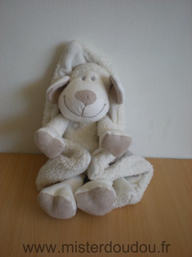 Doudou Mouton Kiabi baby Blanc avec sson mouchoir couverture velour gris nicotoy kitchoun 