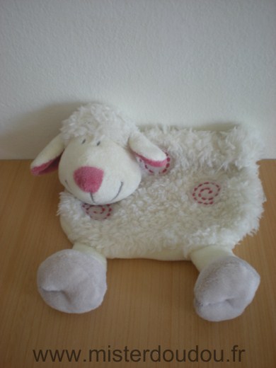 Doudou Mouton Kiabi baby Blanc spirales mauves 