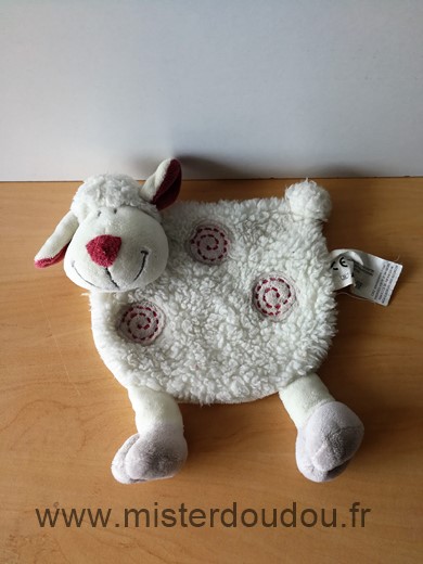 Doudou Mouton Kiabi baby Blanc spirales mauves 