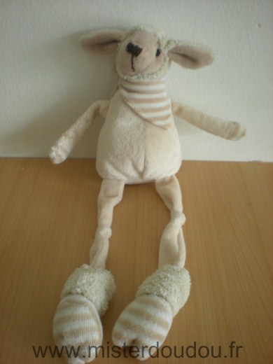 Doudou Mouton Les petites marie Beige ecru Un bras est usé petit prix pour depanner