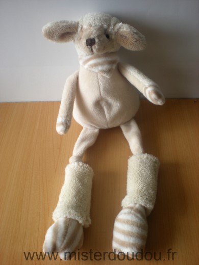 Doudou Mouton Les petites marie Beige ecru jambieres 