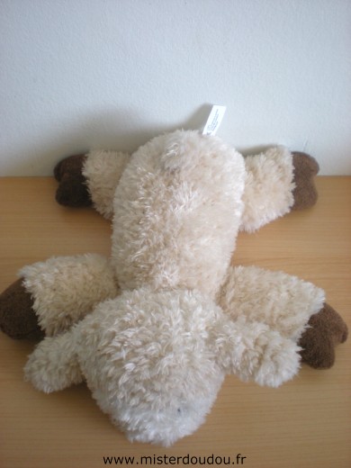 Doudou Mouton Lgri Beige museau blanc bout des pattes marron 