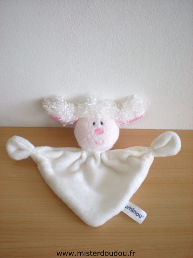 Doudou Mouton Luminou Blanc rose Mini doudou