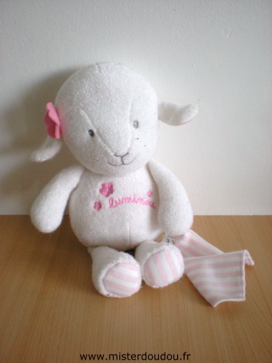 Doudou Mouton Luminou Blanc rose 