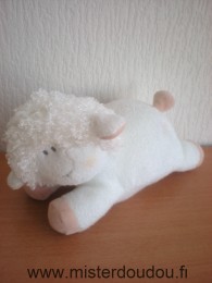 Doudou Mouton Luminou Blanc rose coeur rose Musical