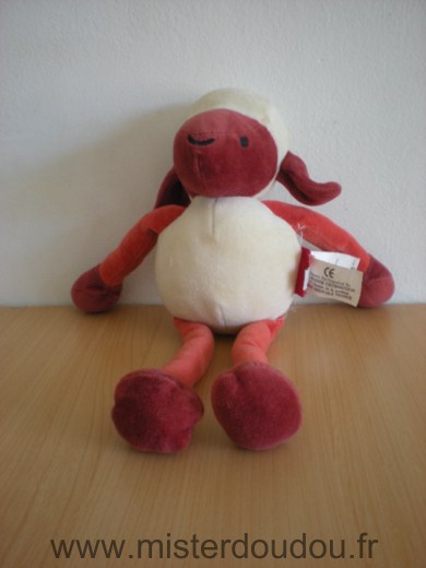 Doudou Mouton Marese Blanc rouge 