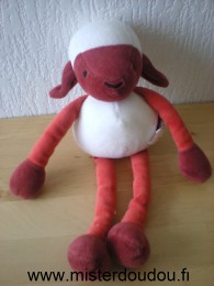 Doudou Mouton Marese Blanc rouge bordeau 