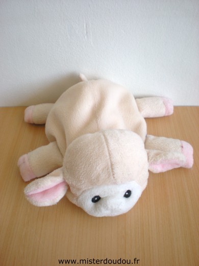 Doudou Mouton 0 Beige clair bout des pattes roses 