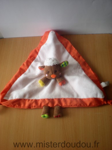 Doudou Mouton Minimi Triangle blanc orange marron 