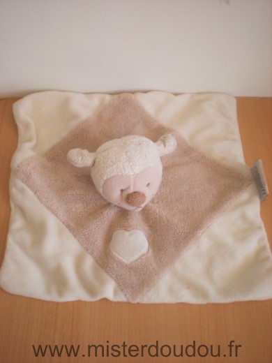 Doudou Mouton Nattou Ecru beige coeur 