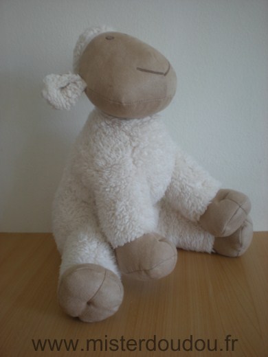 Doudou Mouton Nature et découvertes Blanc beige 