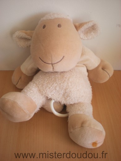 Doudou Mouton Nature et découvertes Ecru beige Très bon état général sauf une tache sous la patte